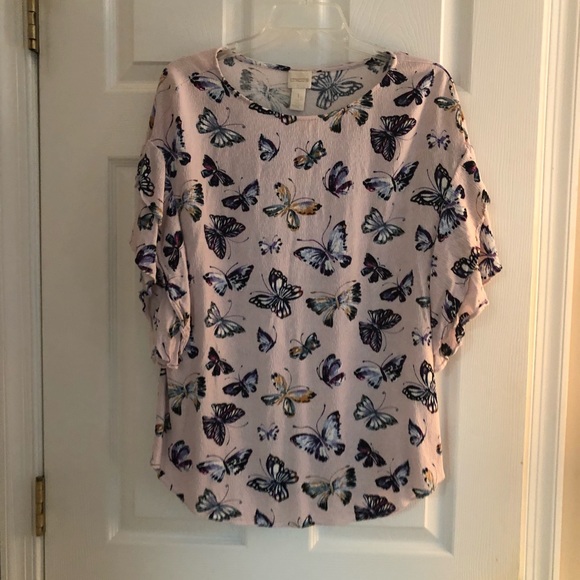 Chico's Butterfly Print Blouse - Purple and Blue - Picture 2 of 3